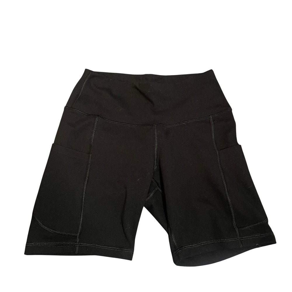 IUGA Women Black High Waisted Biker Shorts with Pockets Athletic Yoga Shorts S